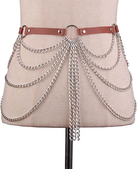 新品♡フランス•レンヌで購入 レディースチェーン本革ベルトBR77cm〜88cm ベルト レディース 本革 2cm 細 スクエアレザーベルト 革 レザー